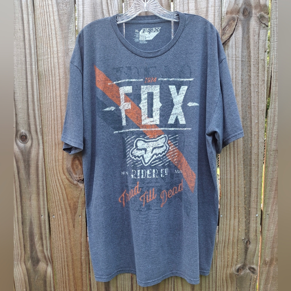 Fox Men's Blue/Gray Graphic Tee Size XL